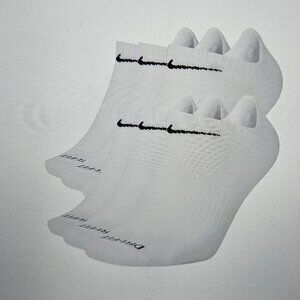 6 Pair Women's Nike No Show Socks Everyday Plus Cotton 6 Pack Dri-Fit Medium